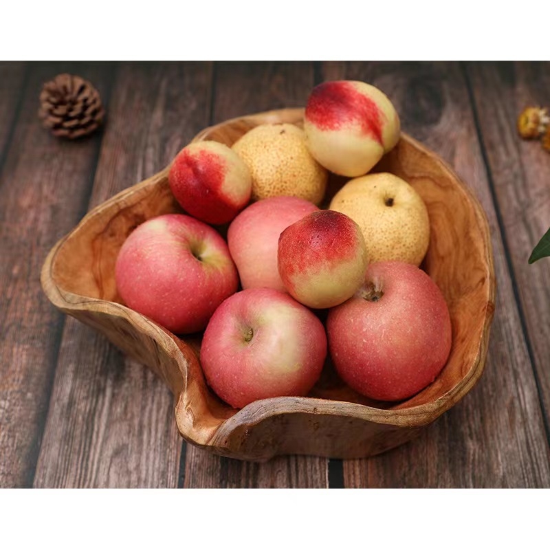 Чиния за плодове, японски стил, нерегулярна форма с резба по корен, дървено изделие