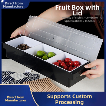 Пластмасов многоотделен съд за плодове с капак за бар-плотове и магазини за млечни напитки; 3–6 отделения; прост стил