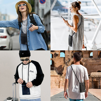 RFID bloķējošs pases organizators ar crossbody siksnu, ultra viegls ūdensizturīgs neilons, pases un ID turētājs