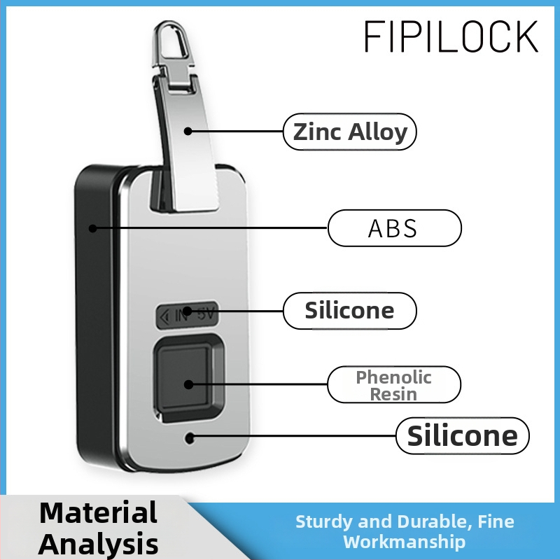 Somu pirksta nospieduma slēdznis – Fly Locke, cinka sakausējums + PC, 45 g, izdrukāts logotips