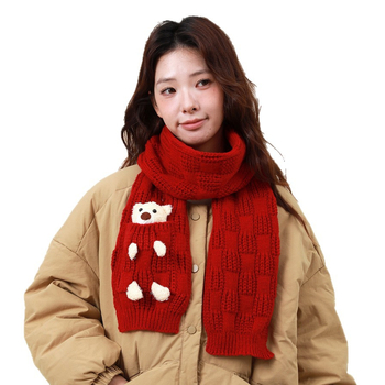 Шал с мотив мечка, полиестерна тъкан, запазва топлината, четирисезонен аксесоар, модерен градски стил