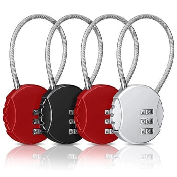 Brojevna sigurnosna brava od čelične žice za fitness ormariće, koševe, kacige i torbe — kućište od cinkove legure, model Wire Lock, debljina šipke 3 mm, razmak 20 mm