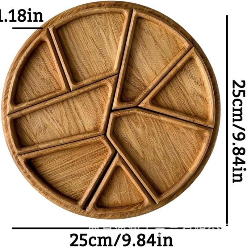 Ξύλινο πιάτο φρούτων με ακανόνιστους διαμερισμούς για σνακ και αποξηραμένα φρούτα — Pu run, απλό στυλ, έναρξη διάθεσης το 2025