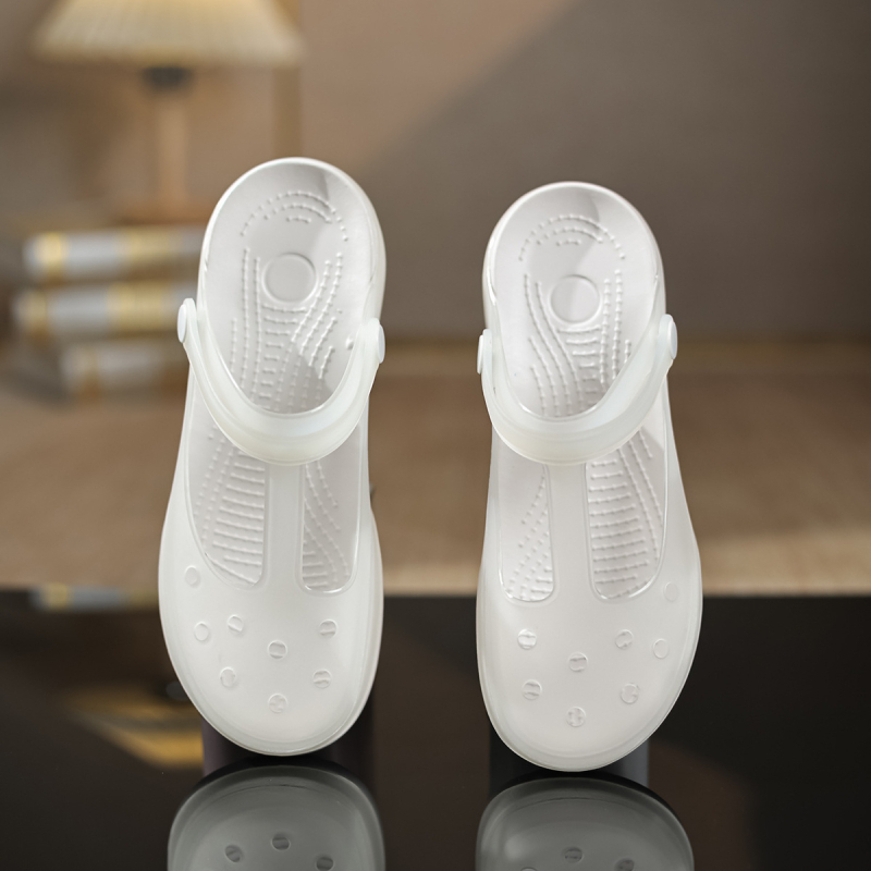 Дамски анти-скользящи градински чехли с TPU горна част, EVA подметка, форма на пръста рибешка уста, едноцветен дизайн, свободен стил