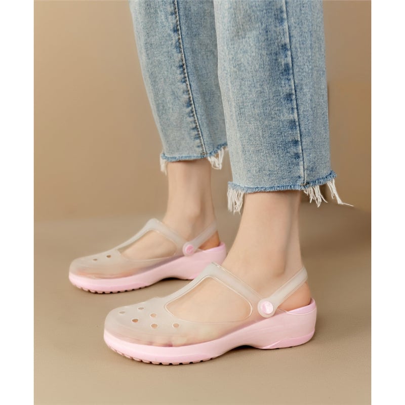 Дамски анти-скользящи градински чехли с TPU горна част, EVA подметка, форма на пръста рибешка уста, едноцветен дизайн, свободен стил