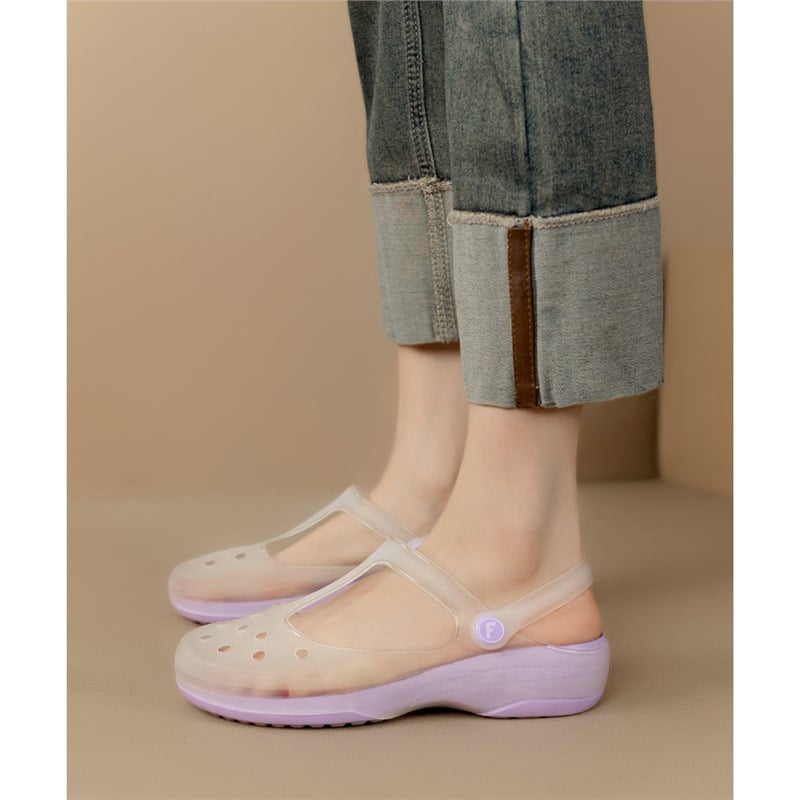 Дамски анти-скользящи градински чехли с TPU горна част, EVA подметка, форма на пръста рибешка уста, едноцветен дизайн, свободен стил