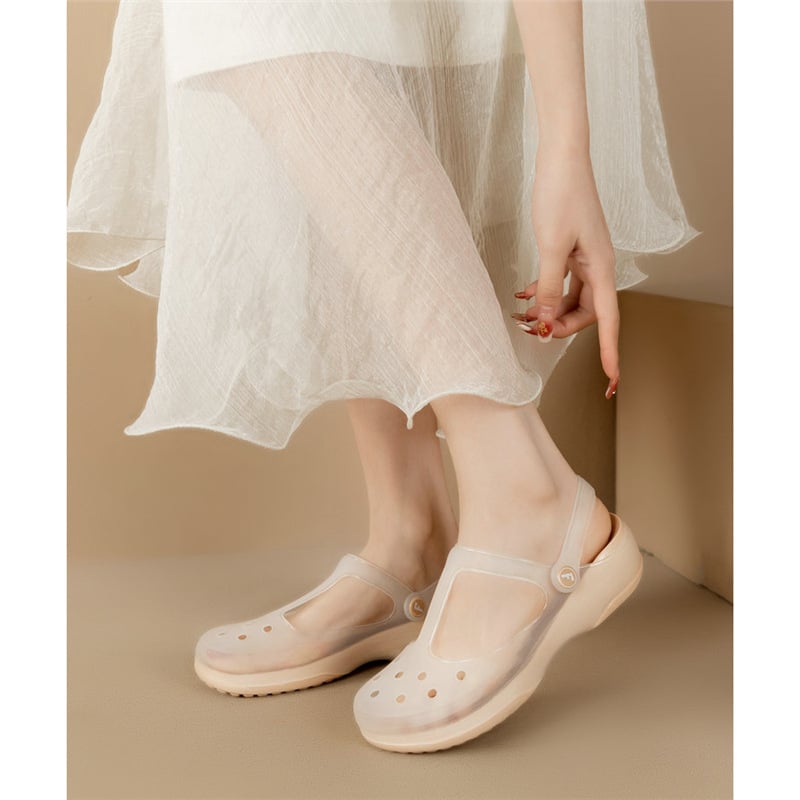 Дамски анти-скользящи градински чехли с TPU горна част, EVA подметка, форма на пръста рибешка уста, едноцветен дизайн, свободен стил