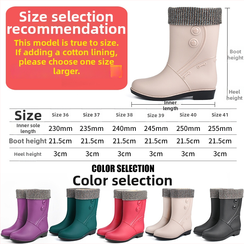 Dámske čižmy do dažďa z hovädzej kože, stredná výška do členka, plochá päta, zima