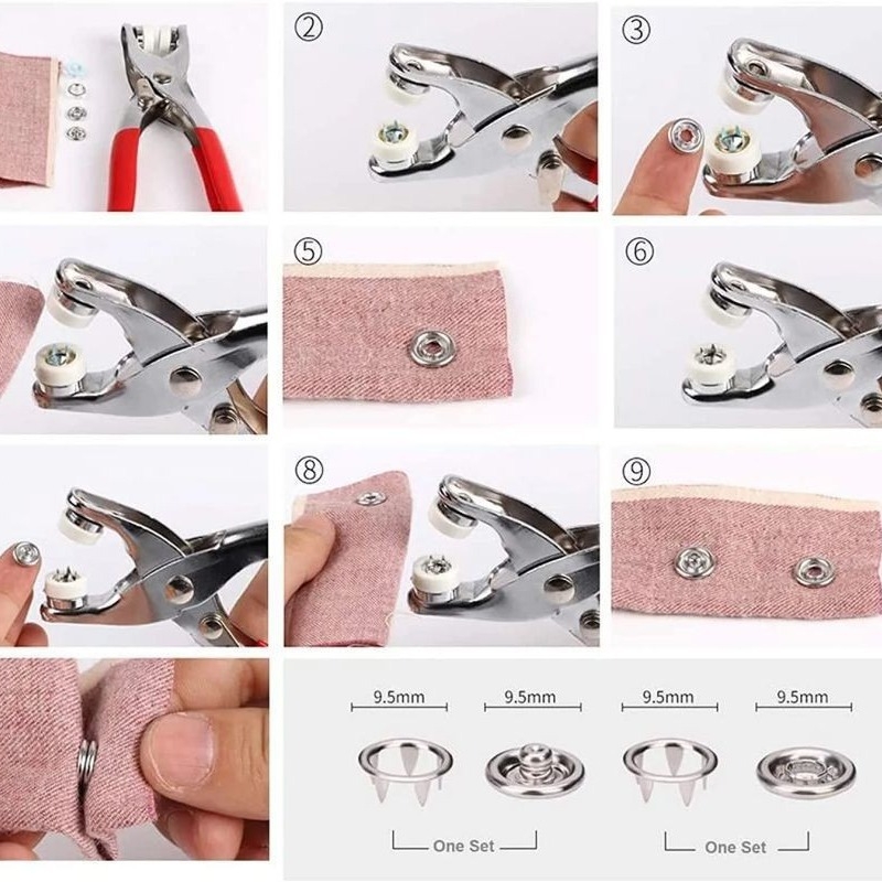 Nehrđajući čelični kopči s pet nogica i završetkom s šarenim završetkom; Guozhi; pogodno za kapute, traperice, jakne, šešire i dječju odjeću