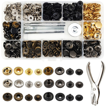 Set alata za montažu bakrenih kopči s bušenjem, 4-dijelna konstrukcija, Huafei — za kapute, cipele, torbe, šešire i kožne proizvode