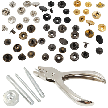 Set alata za montažu bakrenih kopči s bušenjem, 4-dijelna konstrukcija, Huafei — za kapute, cipele, torbe, šešire i kožne proizvode