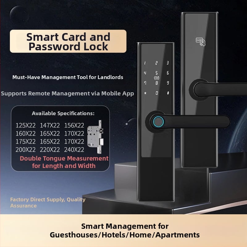 Bluetooth brava za vrata s otiskom prsta, bez bušenja za karticu, kompatibilna s TTLOCK, aluminijska legura, model DXL001
