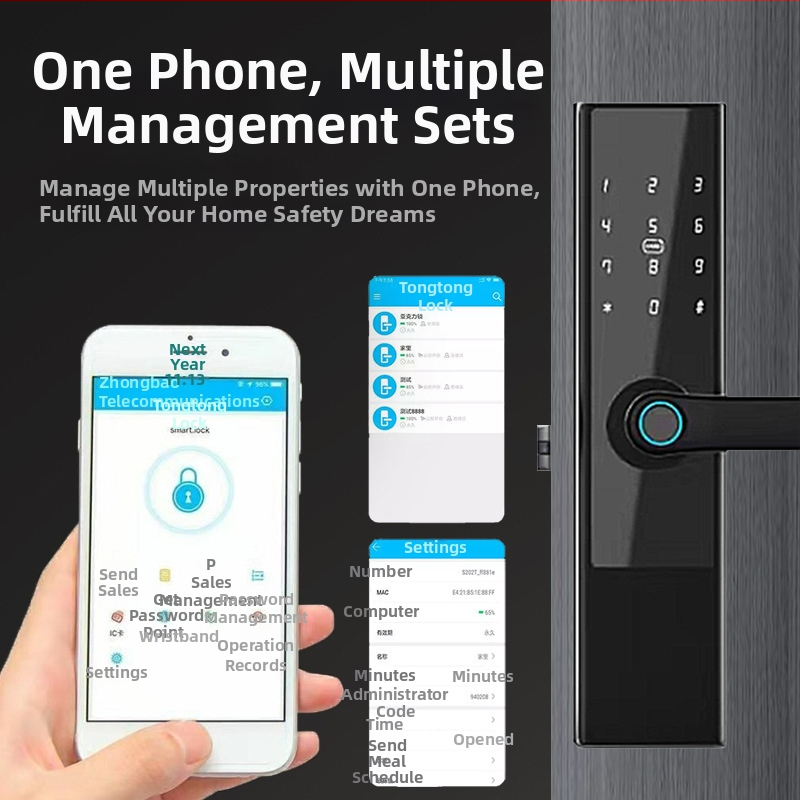 Bluetooth brava za vrata s otiskom prsta, bez bušenja za karticu, kompatibilna s TTLOCK, aluminijska legura, model DXL001