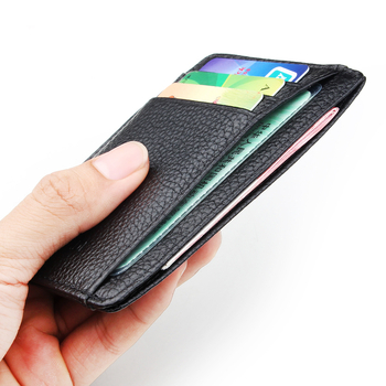 Portofel stil plic pentru carduri — Piele naturală, piele de vită din prim strat, design subțire, mai multe compartimente pentru carduri, protecție anti-tăiere