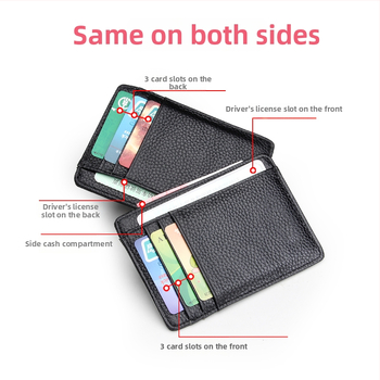 Portofel stil plic pentru carduri — Piele naturală, piele de vită din prim strat, design subțire, mai multe compartimente pentru carduri, protecție anti-tăiere