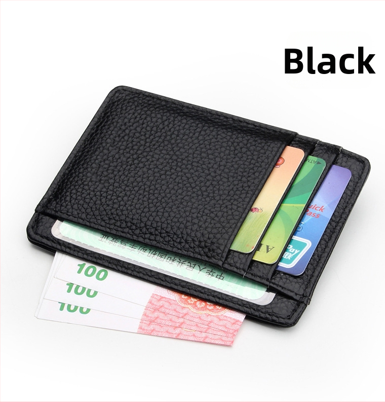 Portofel stil plic pentru carduri — Piele naturală, piele de vită din prim strat, design subțire, mai multe compartimente pentru carduri, protecție anti-tăiere