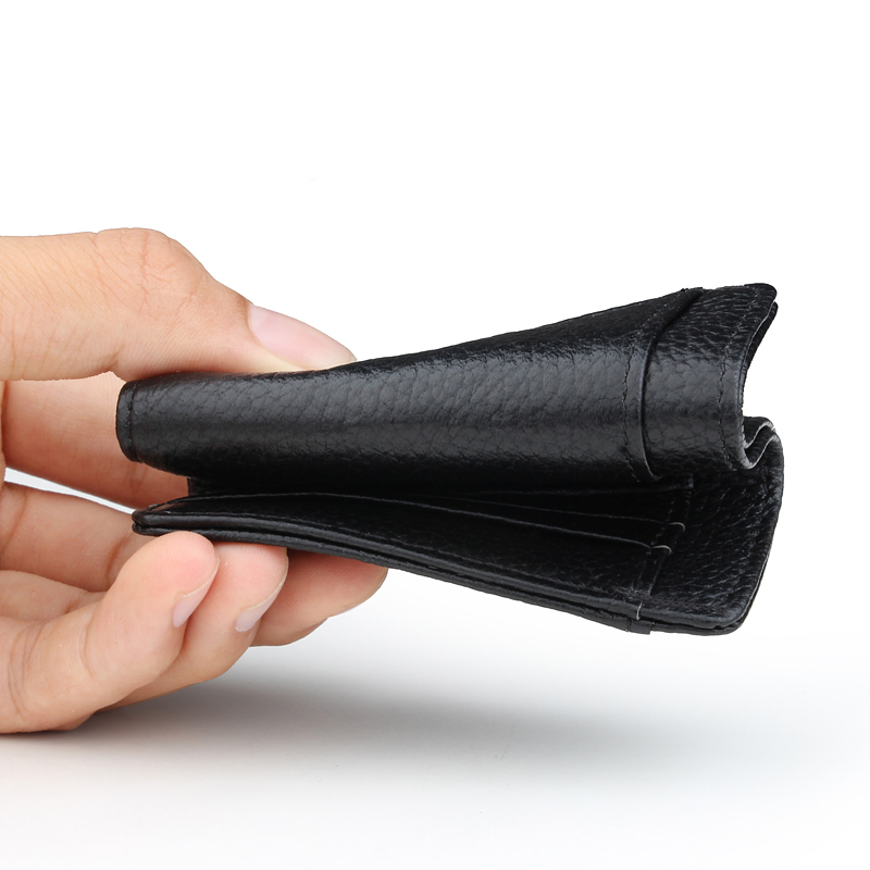 Portofel stil plic pentru carduri — Piele naturală, piele de vită din prim strat, design subțire, mai multe compartimente pentru carduri, protecție anti-tăiere