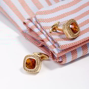 Kopče za manžete - bakrene, retro muški stil, geometrijski dizajn (diamantska obrada; cirkon kristali)