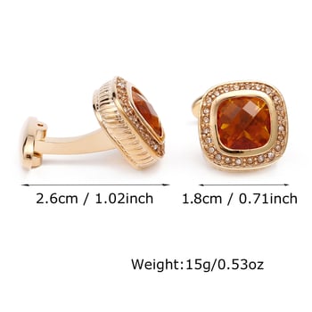 Kopče za manžete - bakrene, retro muški stil, geometrijski dizajn (diamantska obrada; cirkon kristali)