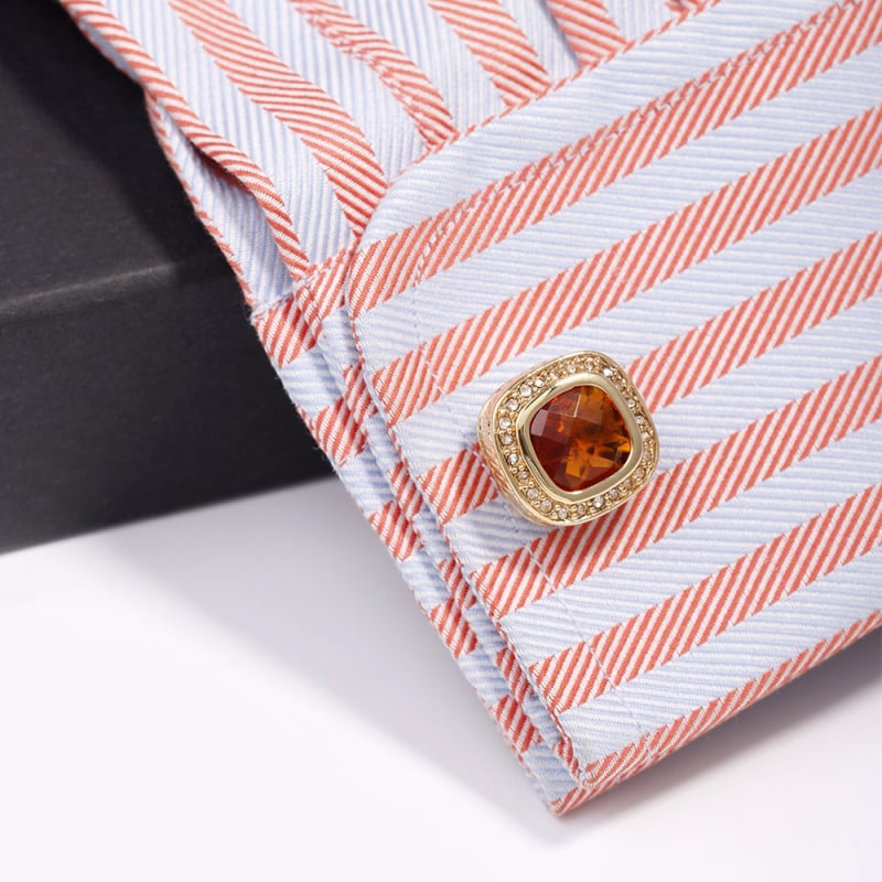 Kopče za manžete - bakrene, retro muški stil, geometrijski dizajn (diamantska obrada; cirkon kristali)