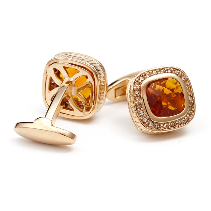 Kopče za manžete - bakrene, retro muški stil, geometrijski dizajn (diamantska obrada; cirkon kristali)