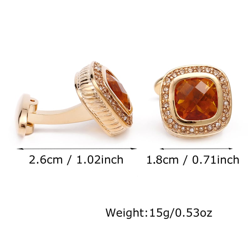 Kopče za manžete - bakrene, retro muški stil, geometrijski dizajn (diamantska obrada; cirkon kristali)