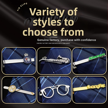 Geometrinis kaklaraiščio segtukas iš lydinio, graviruotas, kepimo danga, universalus