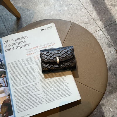 Portofel pentru carduri din piele naturală, model acordeon, pentru femei, ultra-subțire, minimalist, utilizare zilnică (Material: Piele naturală; Model: Monocrom; Gen: Femei; Căptușeală: Poliester-cotton)