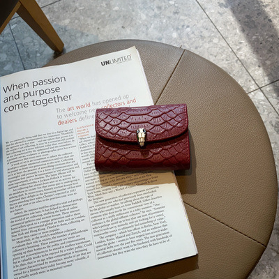 Portofel pentru carduri din piele naturală, model acordeon, pentru femei, ultra-subțire, minimalist, utilizare zilnică (Material: Piele naturală; Model: Monocrom; Gen: Femei; Căptușeală: Poliester-cotton)