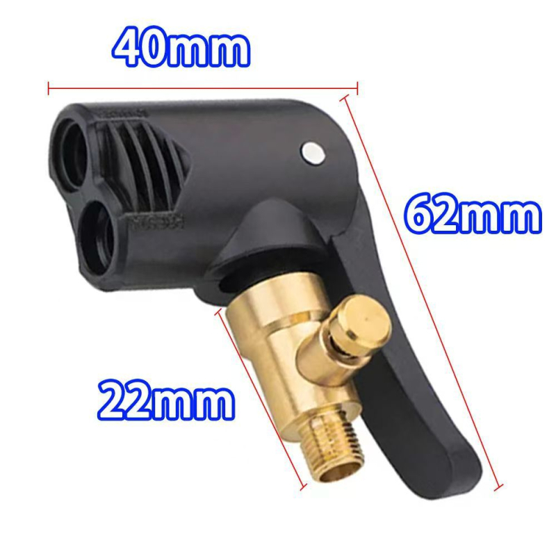 Glava pumpe za automobil, 2-u-1 američki/francuski nastavak, bakar, vijak-on priključak, univerzalna kompatibilnost