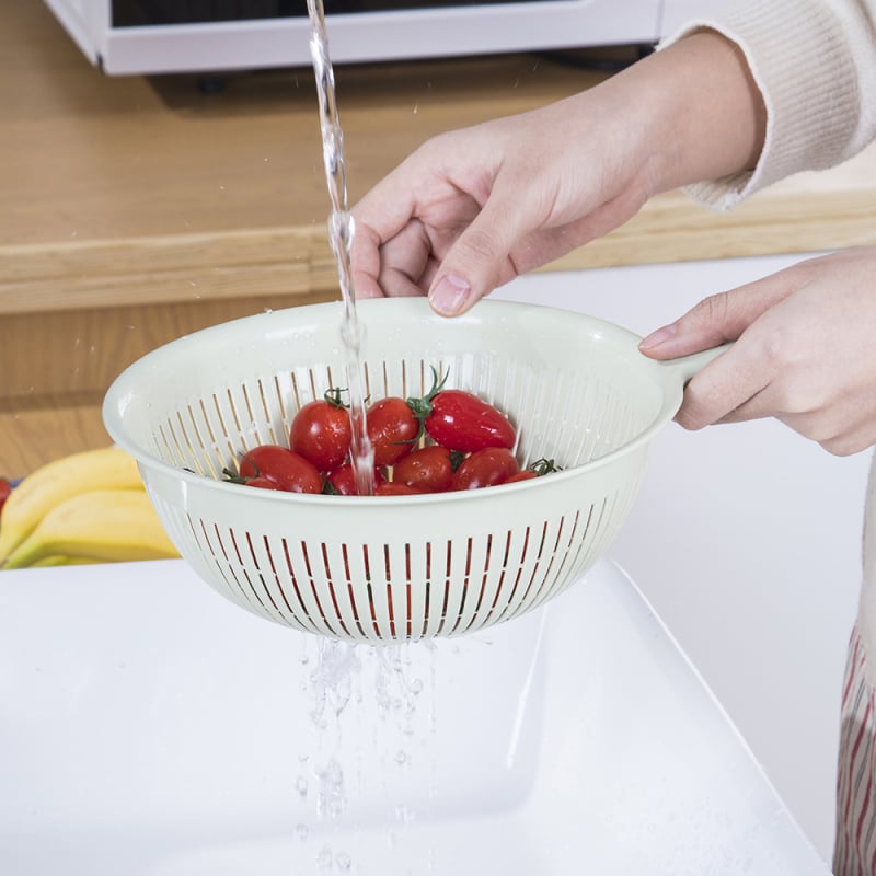 Κυκλικός πλαστικός κάλαθος για πλύσιμο λαχανικών με χερούλι – κάλαθος αποστράγγισης και αποθήκευσης κουζίνας