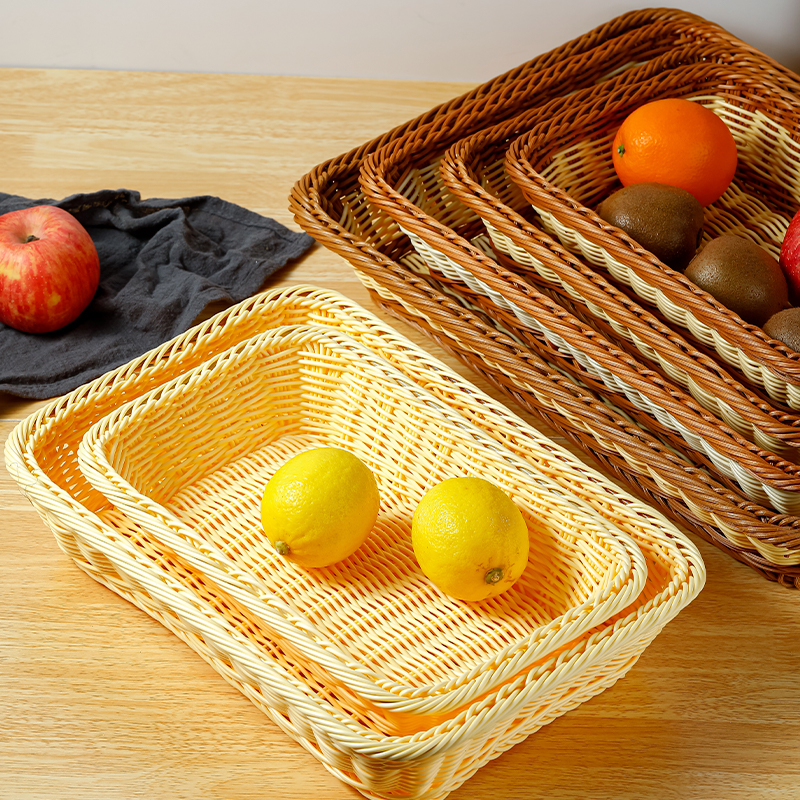 Ορθογώνιο πλαστικό καλάθι φρούτων με υφαντό σχέδιο, απλό στυλ, Ποιότητα πρώτης κατηγορίας