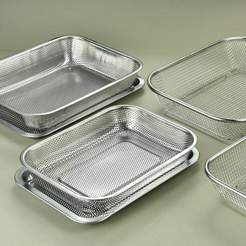 Ορθογώνιος κάδος αποστράγγισης από ανοξείδωτο ατσάλι για την κουζίνα – δίχτυς για φρούτα και λαχανικά, απλό στυλ