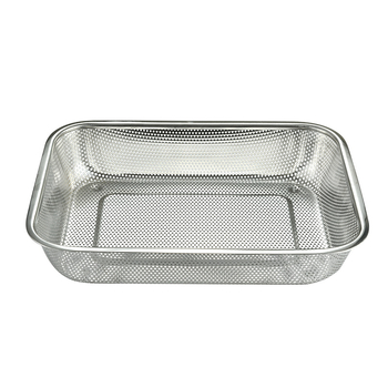 Ορθογώνιος κάδος αποστράγγισης από ανοξείδωτο ατσάλι για την κουζίνα – δίχτυς για φρούτα και λαχανικά, απλό στυλ