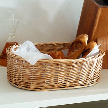 Fanyu pleteni košarica za voće i povrće, okrugla košara za kruh, idiličan stil