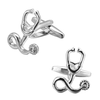 Francuske manžetne kopče s motivom stetoskopa, puderski kristali, elektroplatinirani završetak, unisex