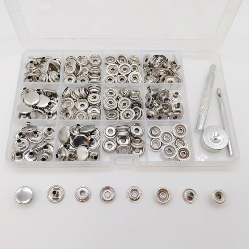 Set metalnih snap kopči, 50 komada, nehrđajući čelik, Mogi brand, za jakne, traperice, šatore i torbe