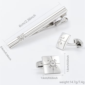 Set kopči za kravatu i manšete – Muški, Geometrijski dizajn, Korejski stil, Legura, Rhinestones kristali, Elektropaliranje, Šifra Stxc-0052