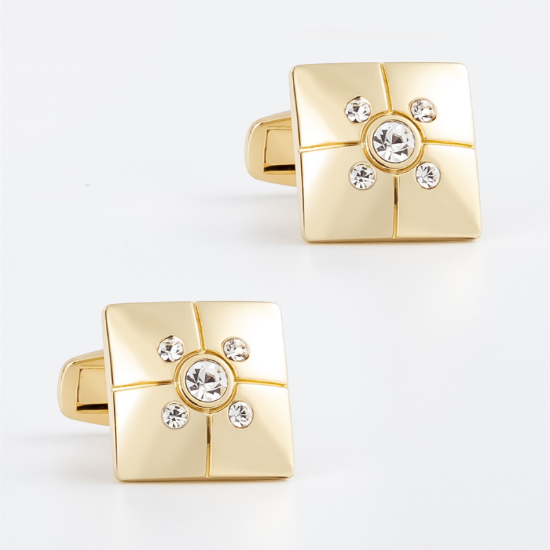 Set kopči za kravatu i manšete – Muški, Geometrijski dizajn, Korejski stil, Legura, Rhinestones kristali, Elektropaliranje, Šifra Stxc-0052