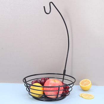 Κάλαθι φρούτων από ανοξείδωτο ατσάλι με αφαιρούμενο κρεμάστρα μπανάνας και απλό ράφι για το σαλόνι