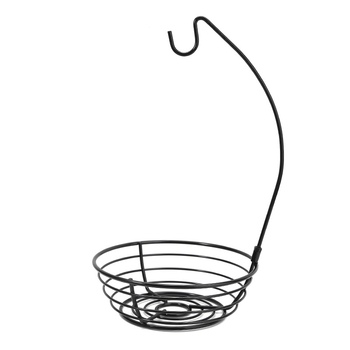 Κάλαθι φρούτων από ανοξείδωτο ατσάλι με αφαιρούμενο κρεμάστρα μπανάνας και απλό ράφι για το σαλόνι