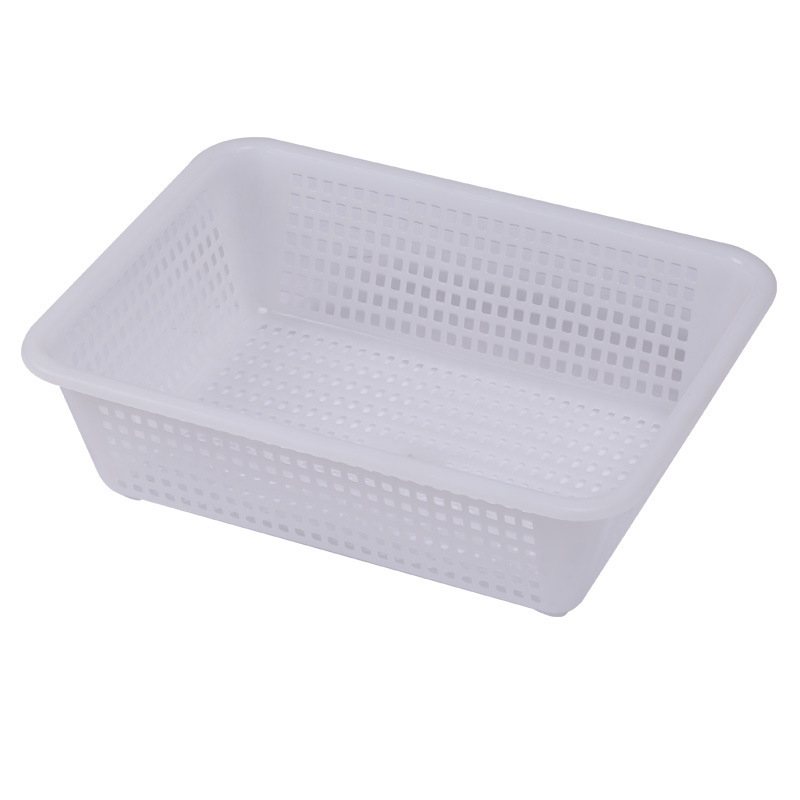 Műanyag négyszögletes leeresztő kosár – PP, többfunkciós tárolás gyümölcsöknek, zöldségeknek, magazinoknak és kábeleknek – modern minimalist stílus