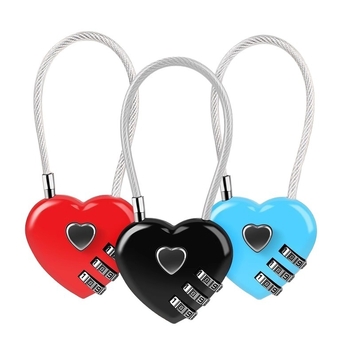 Zatvarač u obliku srca s kabelom, mehanički zaključavanje lozinkom, model 708, od cinkovog legura