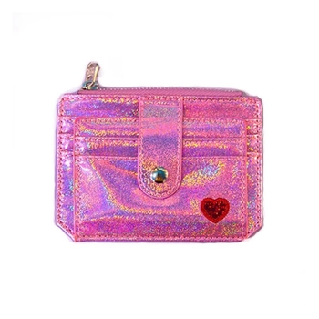 Căptușeală compactă pentru carduri din PU, motiv inimă gravat cu laser, unisex, stil proaspăt și dulce, pentru depozitarea cardurilor