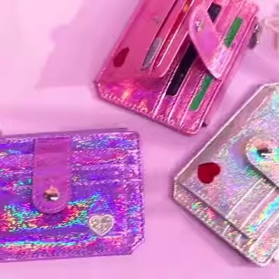 Căptușeală compactă pentru carduri din PU, motiv inimă gravat cu laser, unisex, stil proaspăt și dulce, pentru depozitarea cardurilor