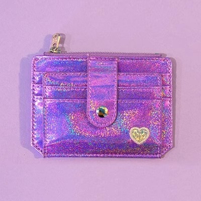 Căptușeală compactă pentru carduri din PU, motiv inimă gravat cu laser, unisex, stil proaspăt și dulce, pentru depozitarea cardurilor