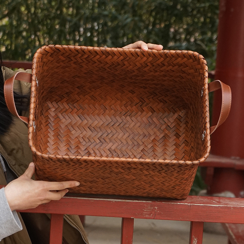 Úložný kôš - imitovaný ratan, retro štýl, vhodný na ovocie a zeleninu