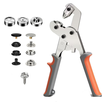 Set alata za ugradnju gumba s ručnim kliještama za pritiskanje, bakreni gumbi za platno, nehrđajući čelični vijci, velike bijele kopče