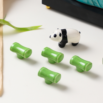 Keramička ručica Boraya LS163 za vrata ormarića, životinjski motiv (panda, lisica, koala), šipkastog oblika, montiranje na površinu, moderni minimalistički stil