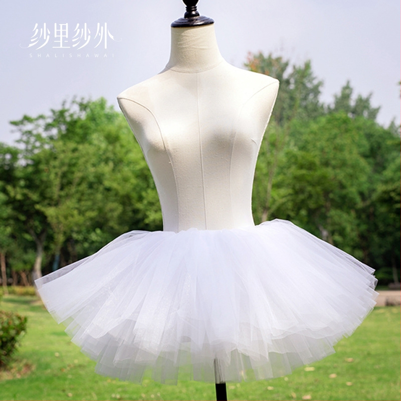 Lolita be kaulų sijonas, keturių sluoksnių tinklinis pūkuotas